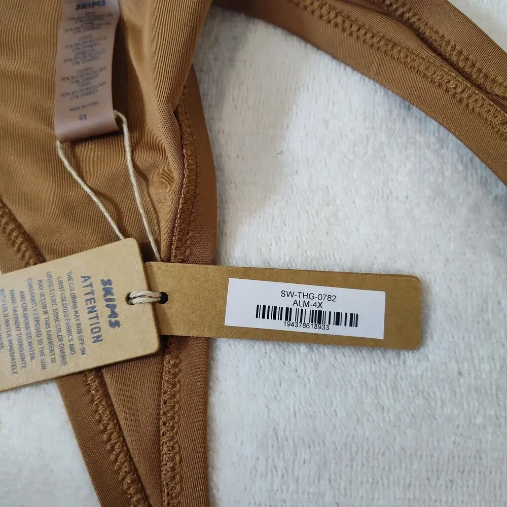 Skims Swim Thong Bikini Bottom Womens 4XL Almond Brown High Cut Stretch New Swim